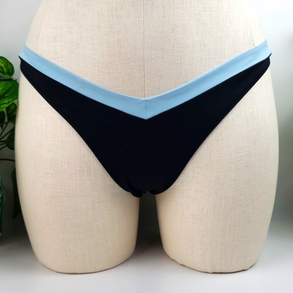 Victoria's Secret French Bikini Bottoms Black Blue sz X Large